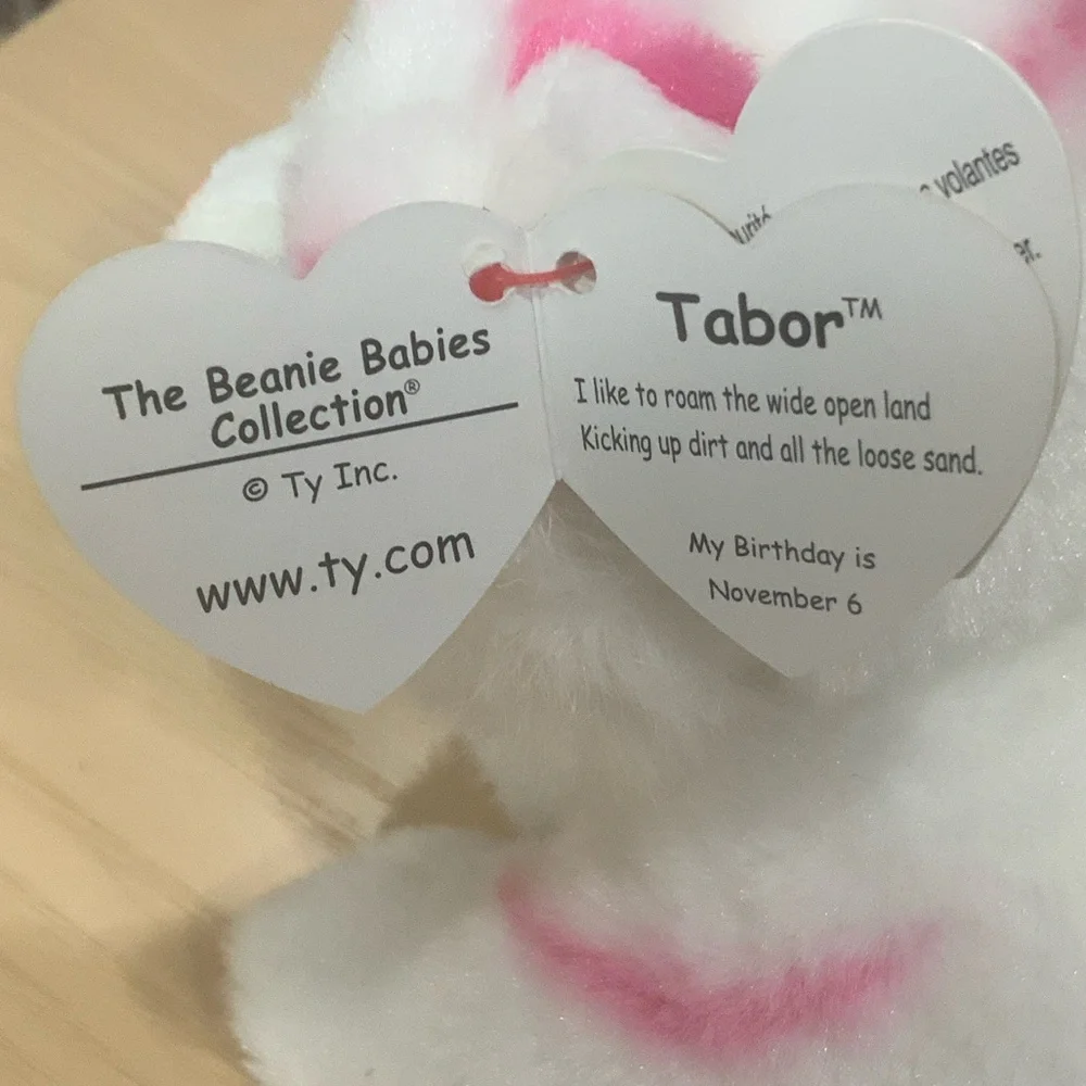 Ty Plush Cat “Tabor” Toy with Pink Highlights Brand New with Tags